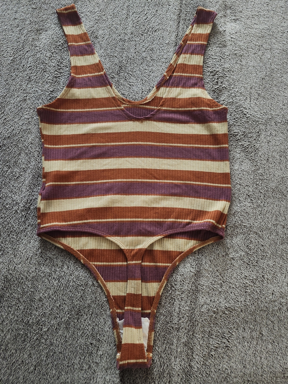 Free People Striped Ribbed Ultra Soft Bodysuit Boho Inspired, Festival Ready! - Picture 2 of 4